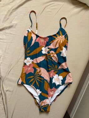 Kona sol teal floral one-piece swimsuit